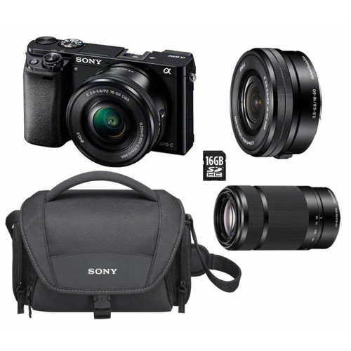 Sony - PACK SONY A6000 + 16-50MM + 55-210MM + SD16GO + SACOCHE Sony - Le meilleur de nos Marchands Photo & Vidéo Numérique