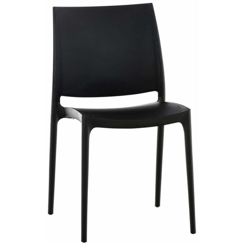 Chaises de jardin Decoshop26 Chaise de jardin en plastique noir design simple empilable 10_0000013