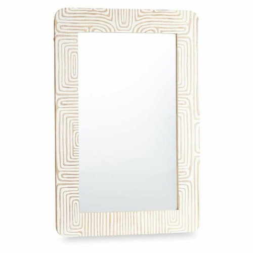 Miroirs Gift Decor Miroir mural Blanc Marron Bois de manguier Courbe 90 x 60 x 2 cm