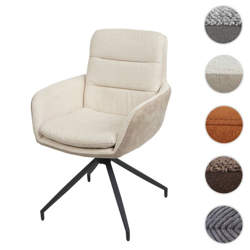 Mendler - Chaise de salle à manger HWC-K32 fauteuil chaise, pivotante position auto, tissu/textile ~ crème-beige Mendler  - Chaises