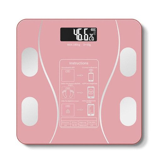 Balance connectée Universal Balance numérique à écailles de la salle de bains pour la graisse corporelle, échelle Bluetooth intelligente de l'IMC, perte de poids, synchronisation avec l'application du smartphone (rose)