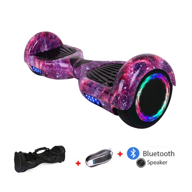 Gyropode Mac Wheel 6,5 pouces ciel violet Hoverboard Gyropod Overboard Smart Scooter + Bluetooth + Sac + clé à distance + roue LED