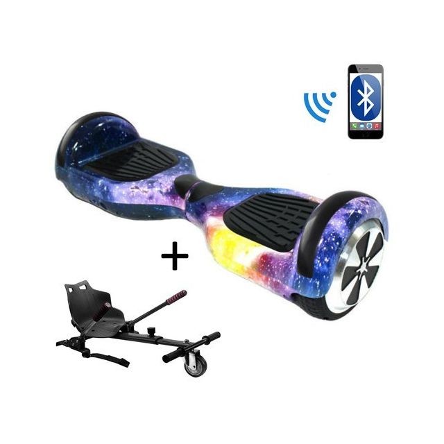 Air Rise - Pack Hoverboard 6,5"" LED galaxy+ Hoverkart Noir avec bluetooth sac et télécommande Air Rise - Hoverboard Kart Gyropode
